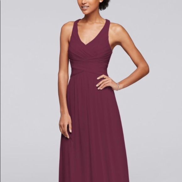 David's Bridal Dresses & Skirts - David’s Bridal Mesh Long with Crisscross Back